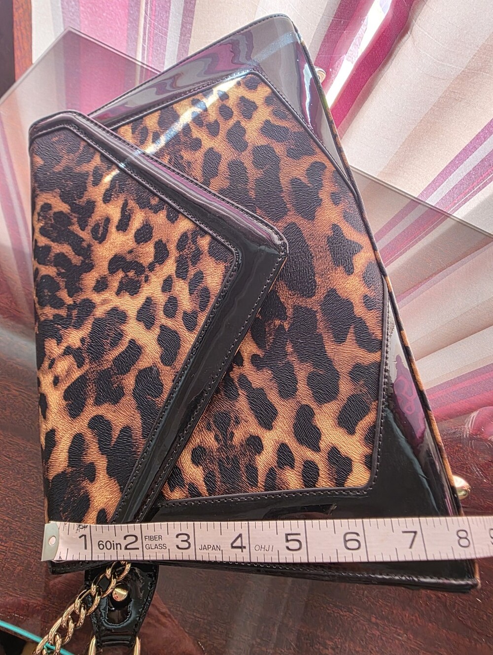 Like New Pinup Couture Leopard Print Shoulder Bag with Patent Leather Black Trim - Picture 5 of 7